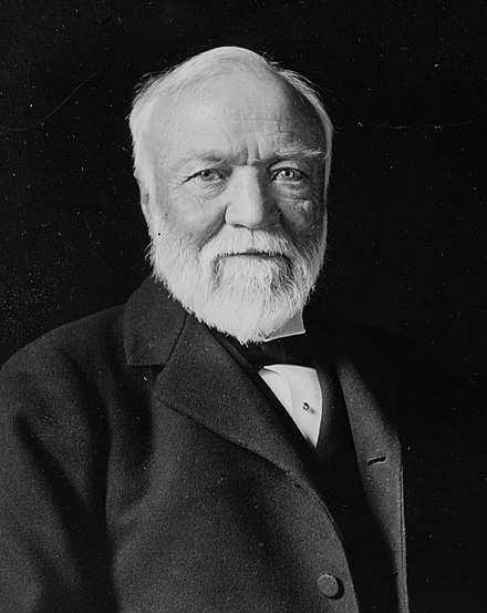 Photograph of Andrew Carnegie, 3/4 length and sitting facing slightly left, looking into the camera
