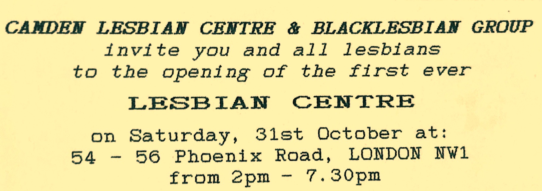 Camden Lesbian Centre and Black Lesbian Group: Building the UK’s first lesbian centre