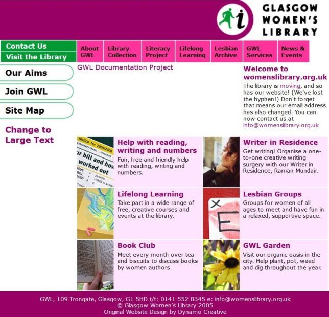 Screenshot of GWL website, 2006