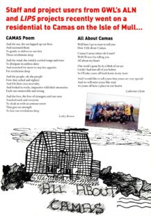 Two poems and and illustration of the accomodation on the Camas trip