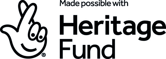 Heritage Lottery Fund Logo. Black text reads: Made Possible with Heritage Fund
