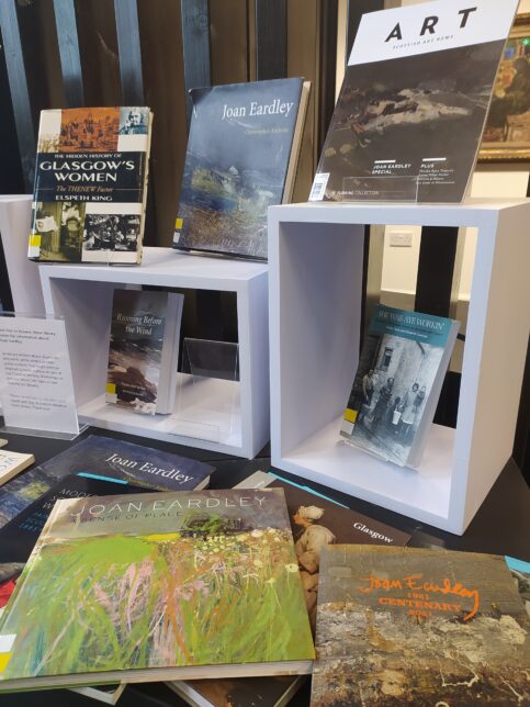 Photo of a selection of books about Joan Eardley and art on display at the library currently. 