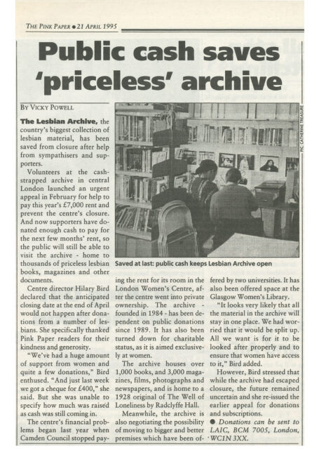Newspaper article with headline 'Public cash saves 'priceless' archive.'