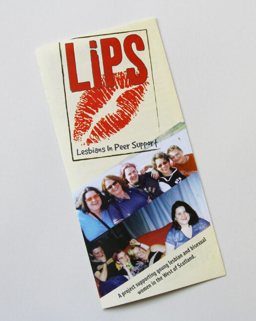 A leaflet prominently featuring the logo of a red lipstick mark, and the title 'LiPS'.