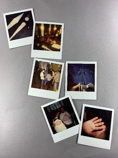 Image shows 6 polaroid photographs showing events and people from Women in Profile. 
