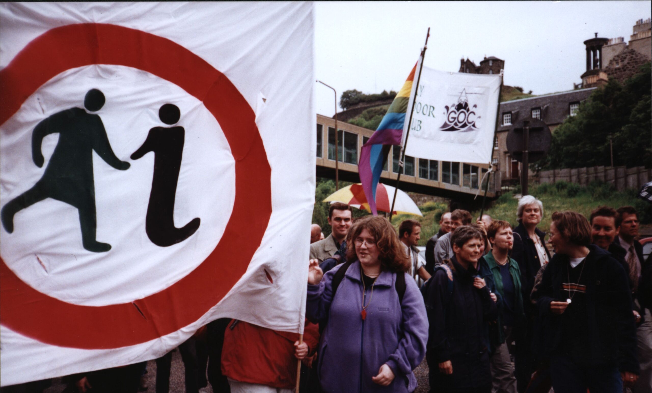 Members of the GWL community marching at Pride.