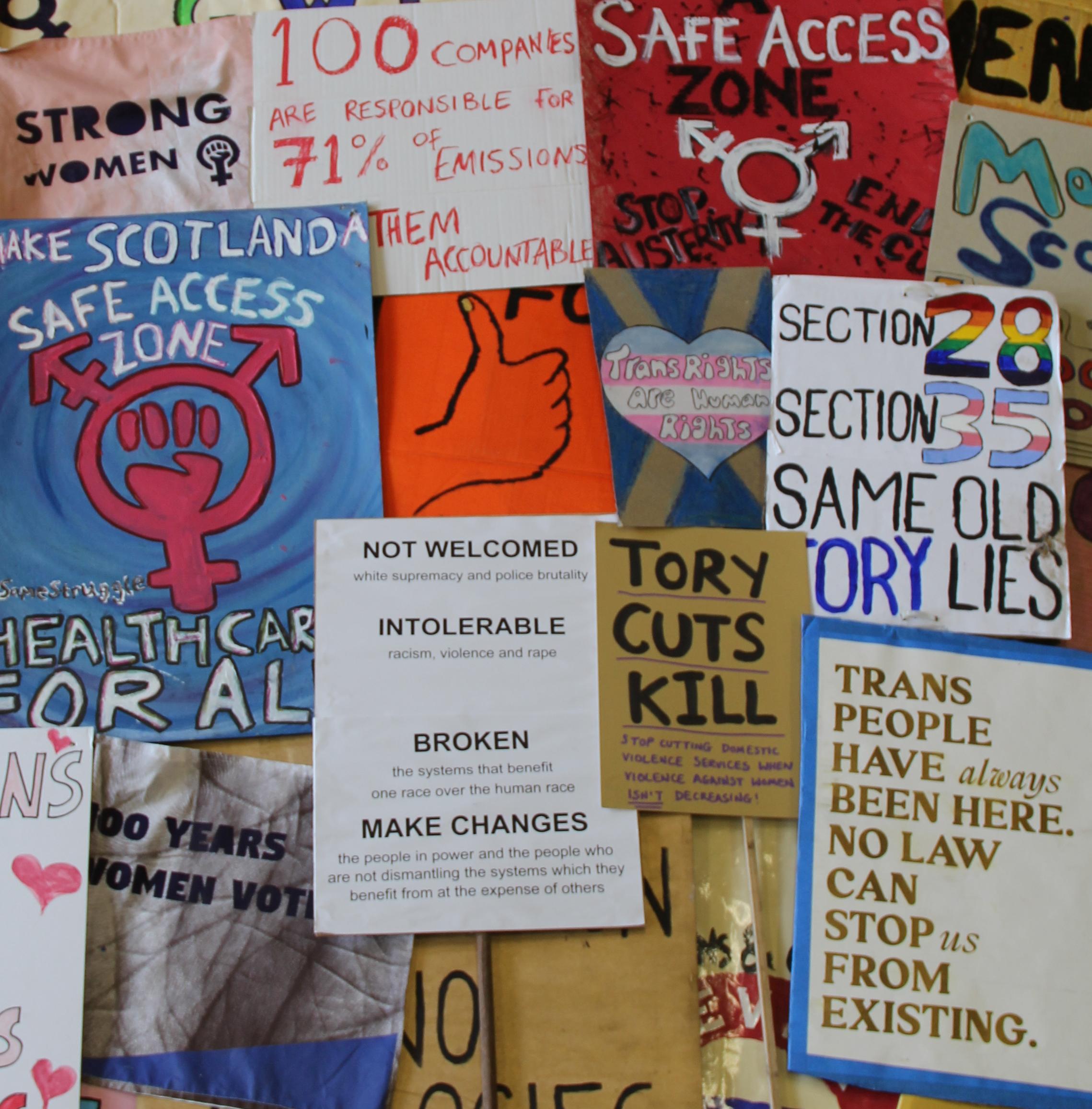 A selection of placards from the GWL archive