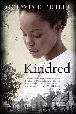 Cover depicting a young black woman wearing a white shirt. Her eyes are looking down. There is also a black and white photo of small wooden houses.