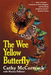 A file of colourful butterflies trail up the cover, on a dark red background.