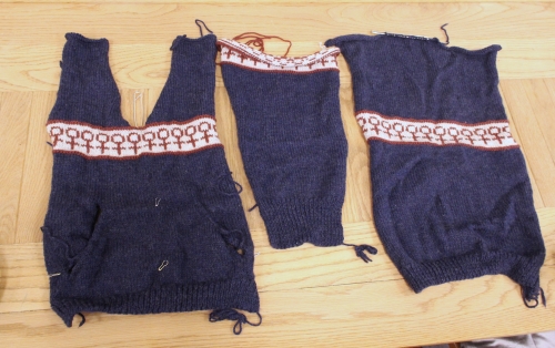 Unfinished Spare Rib jumper in sections.