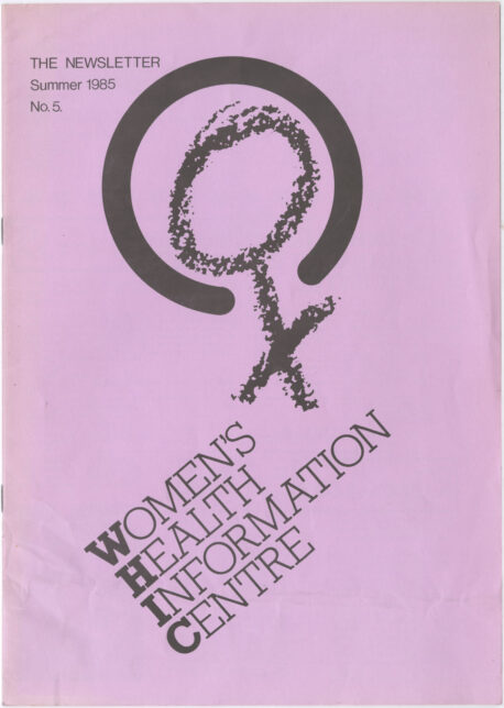 The front cover of the newsletter. It is a light purple and has the title on it.