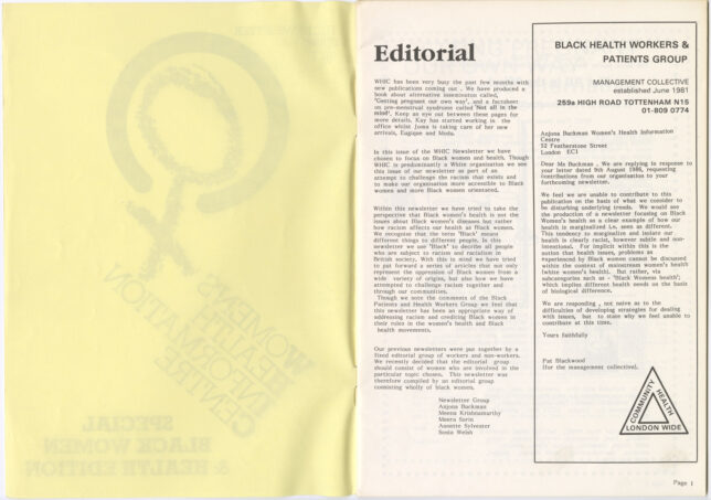 Inside cover of booklet, description of the editorial process.