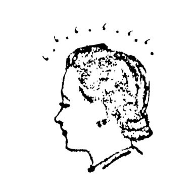 The Women in Profile logo of a women's head in profile with a halo of sparks