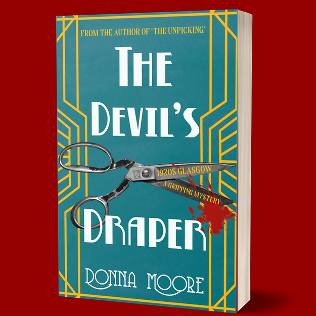 Graphic showing the front cover of Donna Moore's new book, The Devil's Draper