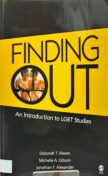 The front cover of the book Finding Out: An Introduction to LGBT Studies, its a black and yellow cover, in the 'O' there is an illustration of two people